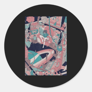 Anime Retro 90s Lofi Girl Aesthetic Japanese Otaku Classic Round Sticker