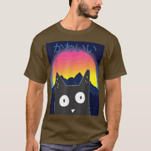 Anime Retro Kitten Neko Synthwave Japan 80s Manga T-Shirt