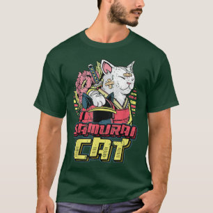 Anime Samurai Cat Anime  (2) T-Shirt