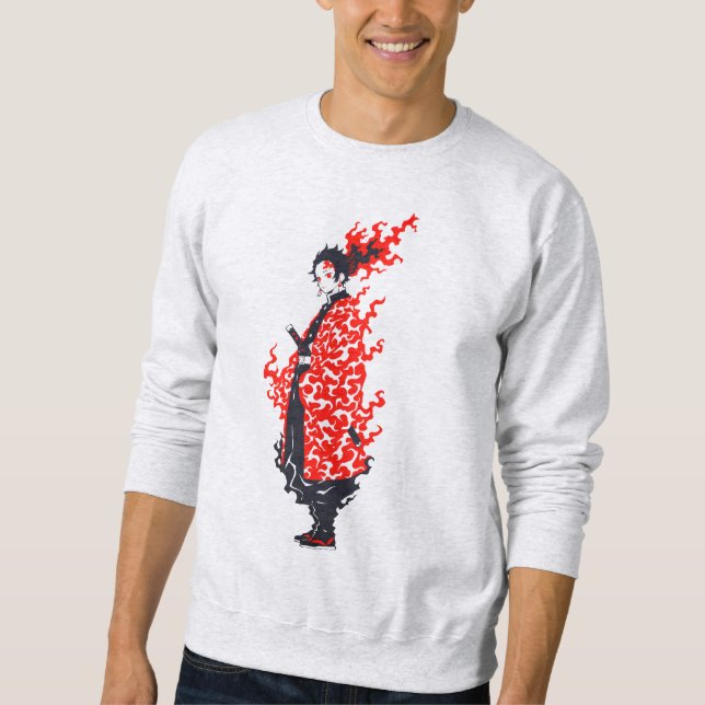 Anime Samurai Fiery Warrior  Japanese Anime Sweatshirt (Front)