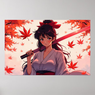 Anime Samurai Girl Poster