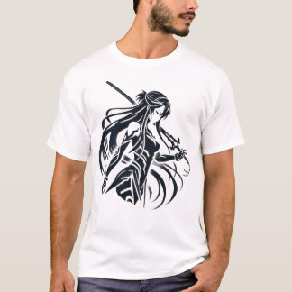 Anime Samurai Women 1x0001 White Black Image T-Shirt