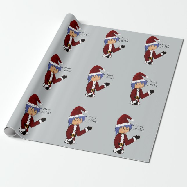 Anime Santa Wrapping Paper (Unrolled)