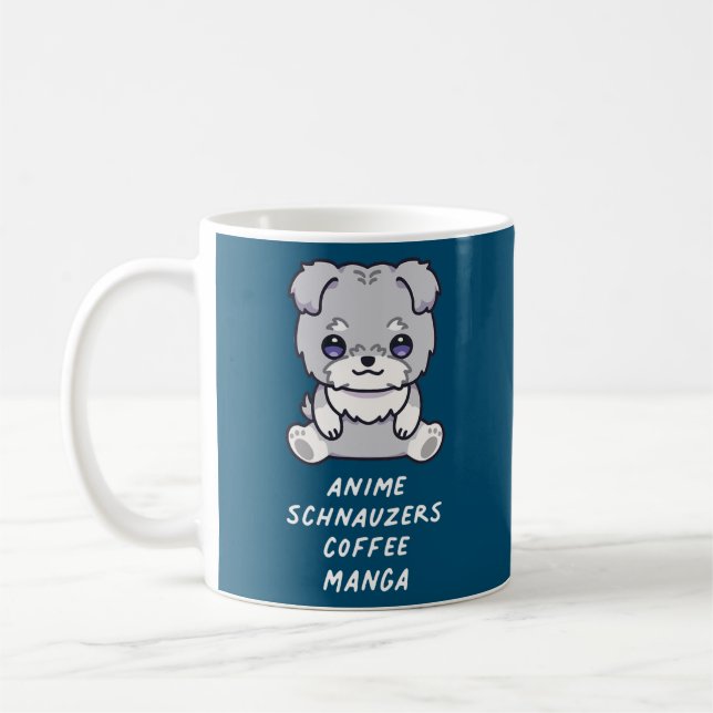 Anime Schnauzers Coffee Manga Kawaii Dog Lover Mug (Left)