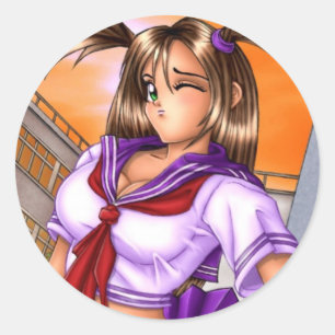 Anime School Girl Nikki Classic Round Sticker