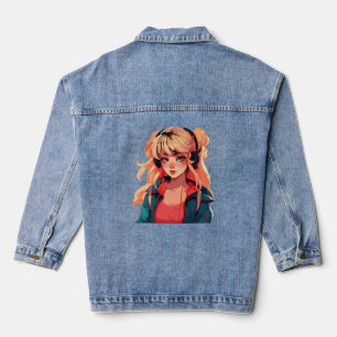 Anime Serenade: Turquoise Melody Denim Jacket