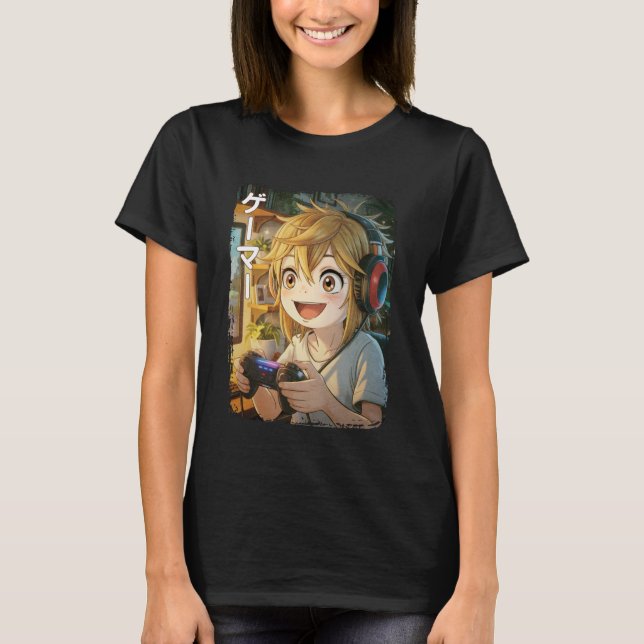 Anime Shirt Cool Gaming Japan Kawaii Funny Manga G (Front)