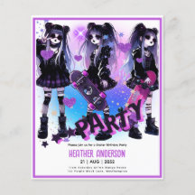 Anime Skater Girl Birthday Party Skateboarding