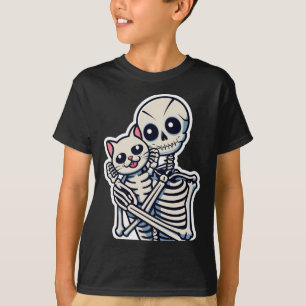 Anime Skeleton Holding A Cat Shirt Lazy Halloween