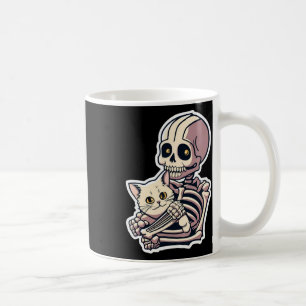 Anime Skeleton Holding A Cat Shirt Lazy Halloween Coffee Mug