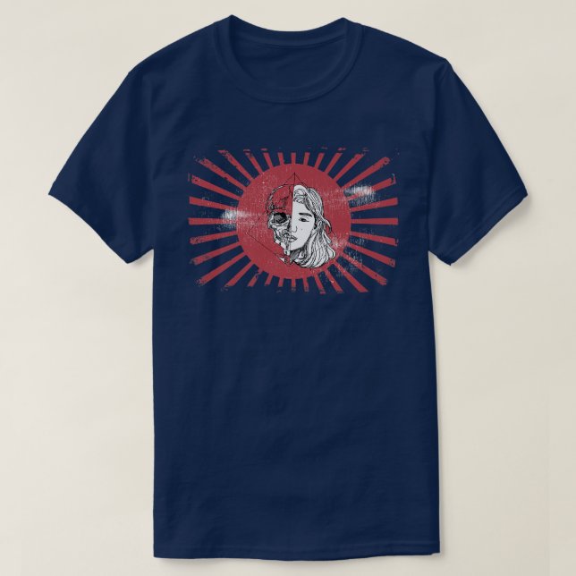 Anime Skelita with Japan Flag  (2) T-Shirt (Design Front)