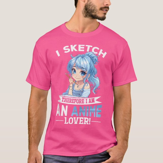 Anime Sketching Otaku Manga Drawing Kawaii T-Shirt (Front)
