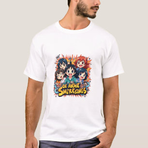 Anime Smirk Squad: Playful Chibi Character Group  T-Shirt