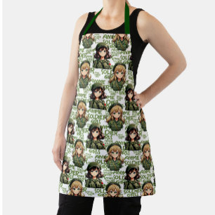Anime Soldier Girls Pattern Design  Apron
