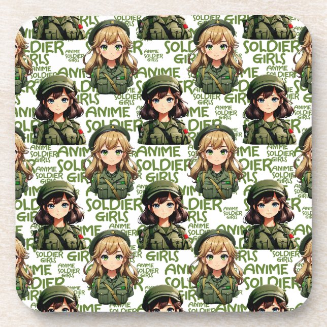 Anime Soldier Girls Pattern Design  Coaster (Front)