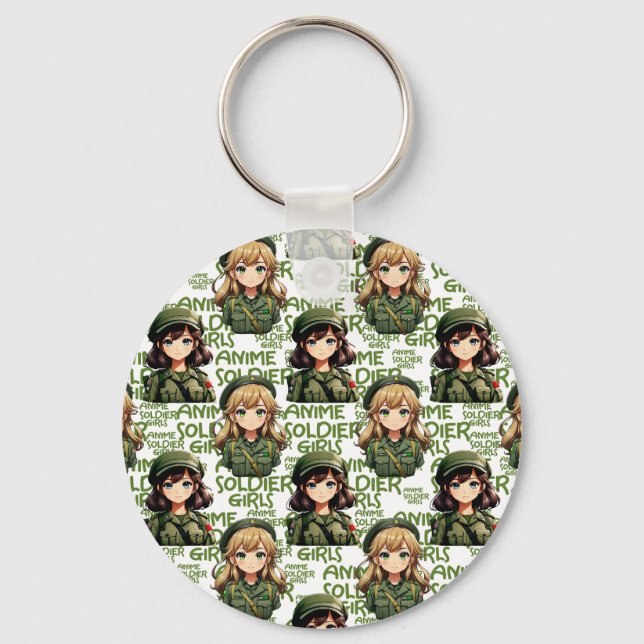 Anime Soldier Girls Pattern Design  Key Ring (Front)