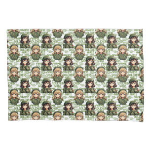 Anime Soldier Girls Pattern Design  Pillowcase