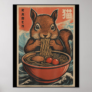 Anime Squirrel Ramen Japanese Kawaii Gifts For Men Poster
