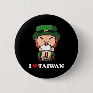 Anime St Patricks Day Leprechaun Bubble Tea I Love 6 Cm Round Badge