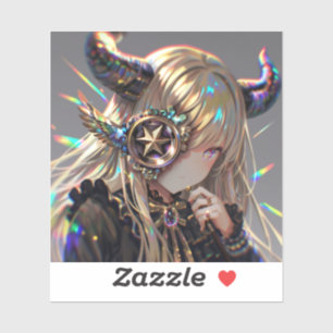 Anime Steampunk Horned Beauty with Star Monocle