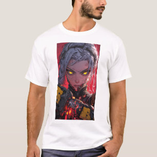 Anime Style Concept Art on Red Background T-Shirt