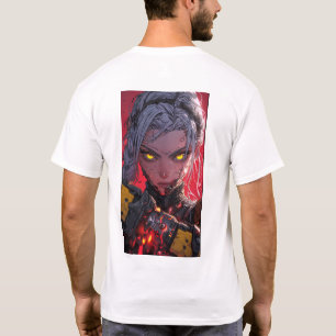 Anime Style Concept Art on Red Background T-Shirt