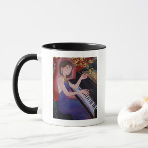 Anime Style Girl Playing Piano Elegant Music  Mug