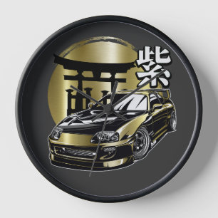 ANIME STYLE GOLDEN DRIFTING CAR CLOCK