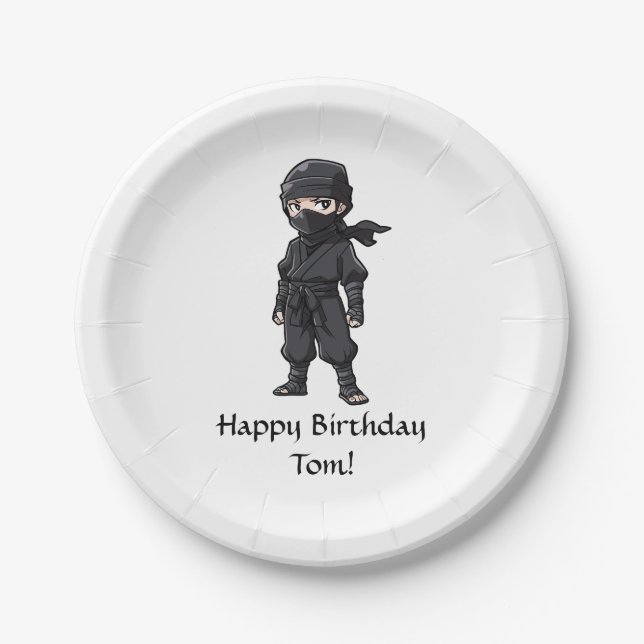Anime Style Ninja Warrior Boys Birthday Party Paper Plate (Front)