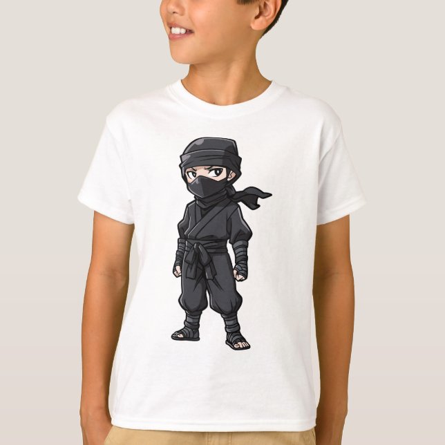 Anime Style Ninja Warrior Boys Birthday Party T-Shirt (Front)