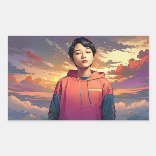 anime style portrait rectangular sticker (Front)