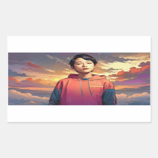 anime style portrait rectangular sticker