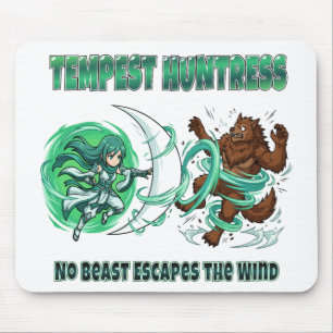 Anime Style Tempest Huntress vs Werewolf Wind Batt Mouse Mat
