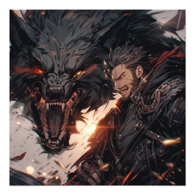 Anime style Vampire versus Werewolf Photo Print (Front)