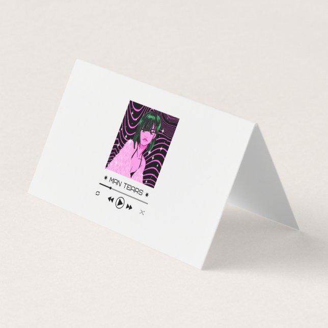 anime style with a customisable media player business card (Front)