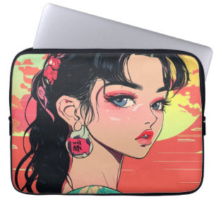 Anime Sunset Girl Laptop Pad Sleeve