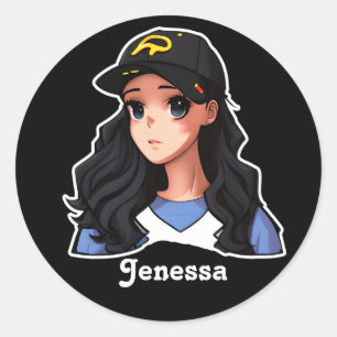 Anime Teen Girl Personalised  Classic Round Sticker