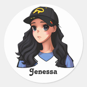 Anime Teen Girl Personalised  Classic Round Sticker