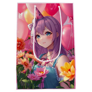 Anime Themed Birthday Girl Medium Gift Bag