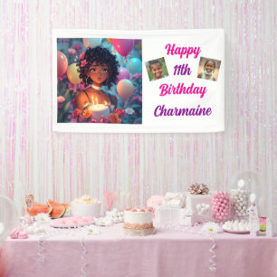 Anime Themed Birthday Girl  Personalised  Banner