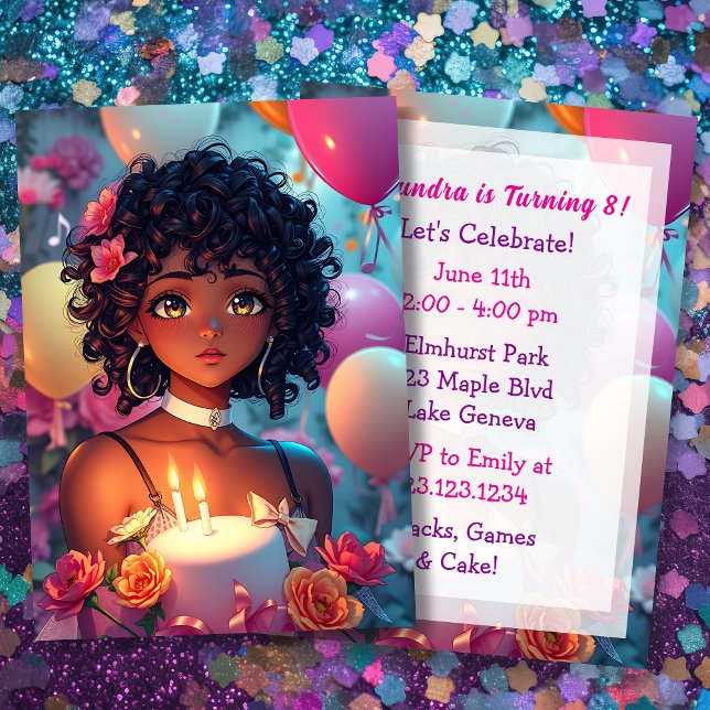 Anime Themed Birthday Girl  Personalised  Invitation (Creator Uploaded)