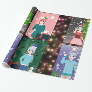 Anime themed Christmas Wrapping Paper