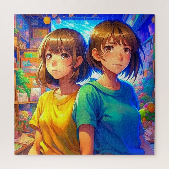 Anime Themed Twin Girl's  Jigsaw Puzzle (Vertical)