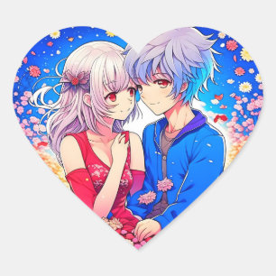 Anime Themed Valentine's Day Party Heart Sticker