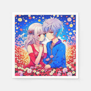 Anime Themed Valentine's Day Party Napkin