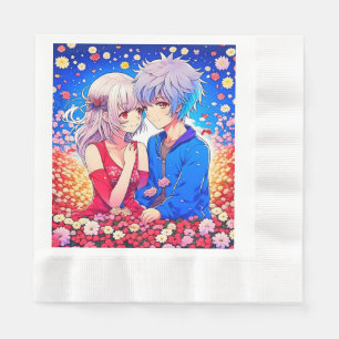 Anime Themed Valentine's Day Party Napkin