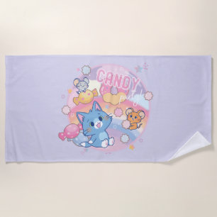 Anime Tom and Jerry Candy Party Beach Towel