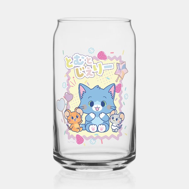 Anime Tom and Jerry Strawberry Fun Can Glass (Front)