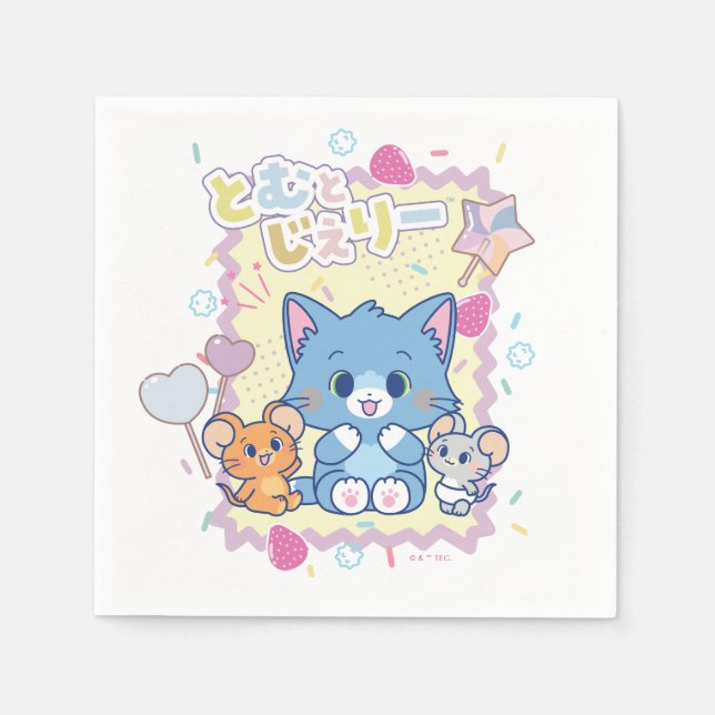 Anime Tom and Jerry Strawberry Fun Napkin (Front)