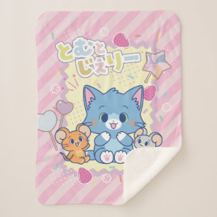 Anime Tom and Jerry Strawberry Fun Sherpa Blanket